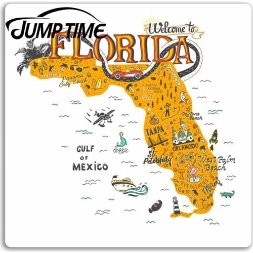 Jump Time for Florida Map Vinyl Stickers USA Travel Sticker Laptop Luggage Car Bumper Decal Waterproof Car Accessories