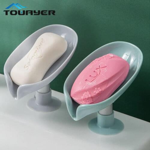 Ashowner Soap Box Soap Holder Bathroom Accessories Soap Box Creative Free Perforated Soap Holder Drainage Soap Box Leaf Shape