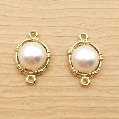 10pcs 19x12mm double hole Pearl charm for jewelry making and crafting earring charm fashion pendant zinc alloy pearl charms