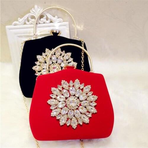 2019 new diamond sun flowers evening bags luxury wedding clutch bags for girls party dinner bags with chain