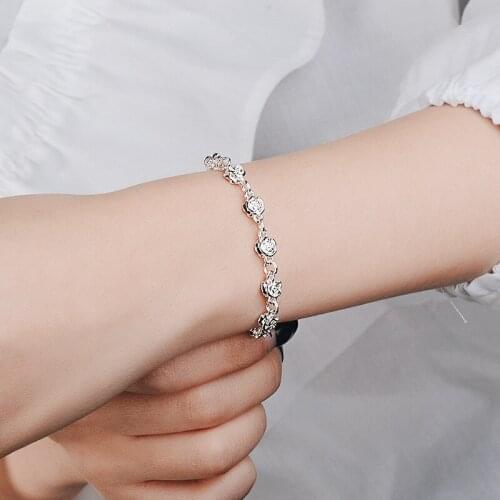 Everoyal Trendy Silver 925 Girls Bracelets Jewelry Exquisite Rose Bracelets For Women Birthday Party Gift Female Accessories Hot