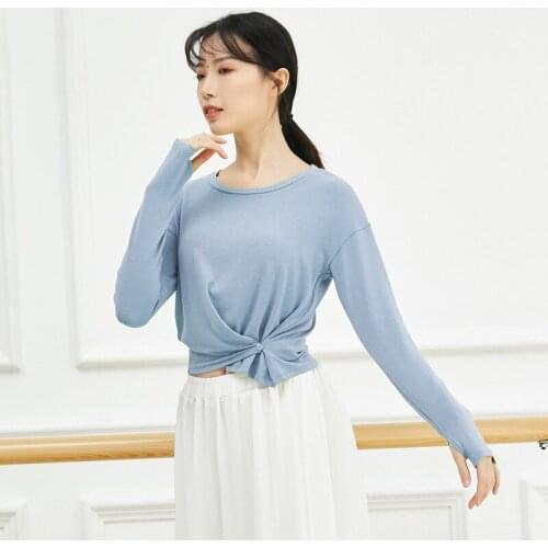 Adult Long Sleeve Belly Dance Ruched Asymmetric Hem Crop Top Shirt Costume for Women Dancing Clothes Dancer Wear Clothing