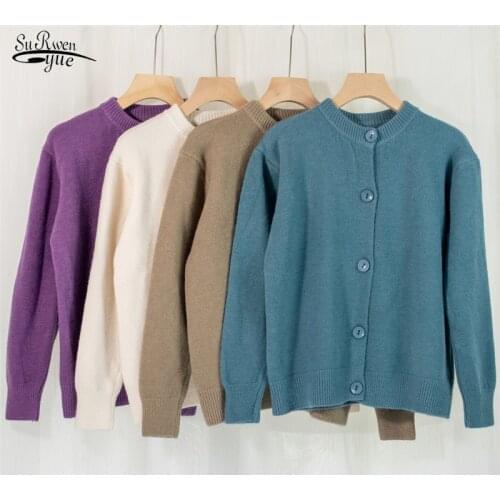 Elegant Winter Long Sleeve Single Breasted Women Sweater Solid Vintage Loose Women Coat Autumn Cardigan Thicken Pull Femme 11678