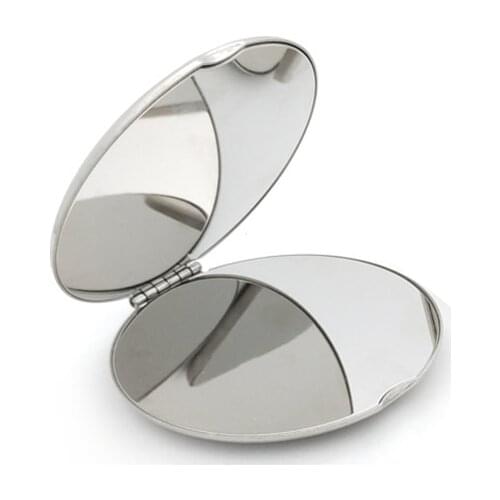 1pcs Portable Women Stainless Steel Makeup Mirror Hand Pocket Folded-Side Cosmetic Make Up Mirror Small Various Shapes