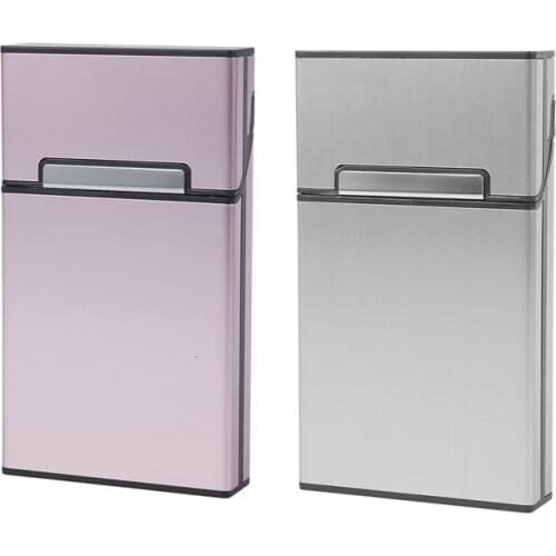 2 Pcs Ultra Thin Pipes Cigar Case Slim Metal Cigarette Box Gift Box Women Cigarette Holder, Rose Gold & Silver