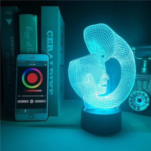 Bluetooth Control 3D The Cup of Rubin Aesthetic Dropship Hot Selling White Colorful for Kid Acrylic 3d Lamp Visual Light Effect