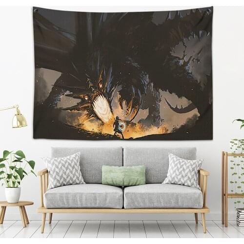 3D print Luxury Dragon Europe And America Wall Hanging for Living Room Beach Throw Rug Carpet Camp Tapestries Home Art Decor