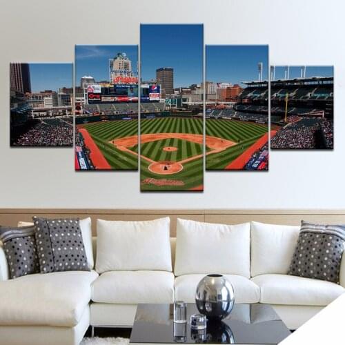 5 Panel HD Printing Canvas Painting Sports Baseball Field Wall Art Group Home Decor Wall Poster Modular Picture Artwork