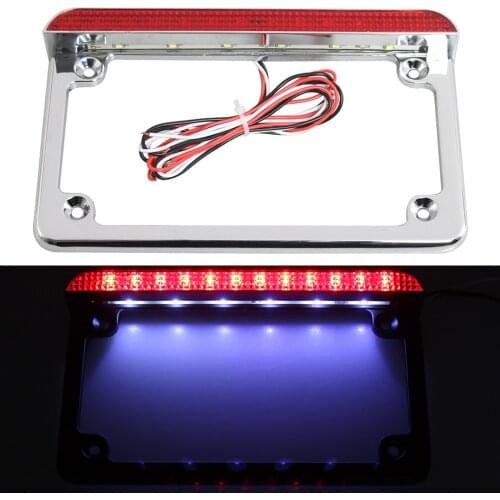 6" LED Brake Tail Light Motorcycle License Plate Frame Holder Universal Fits for Harley Honda Suzuki Yamaha Kawasaki Motorcycles