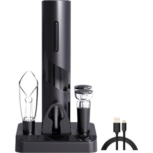 6 in 1 Electric Wine Opener Set Rechargable Automatic Bottle Opener Foil Cutter Vacuum Stopper Aerator Poure Red Wine Corkscrew