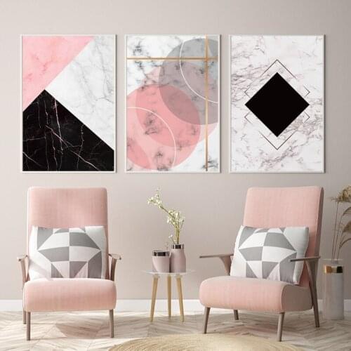 Nordic Abstract Marble Geometric Poster Canvas Painting Print Wall Art Pictures for Living Room Girls Room Modern Home Decor