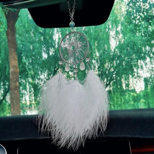 Car Decor Cute Anime Car Accessories Decoration Feather Dreamcatcher Car Accessories Interior for Women Kawaii Car Pendant Serie