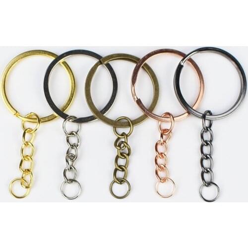 10pcs/lot Key Ring Key Chain Gold / Rhodium / Antique Bronze 60mm Long Round Split Keychain Keyrings DIY Key Chain Accessories