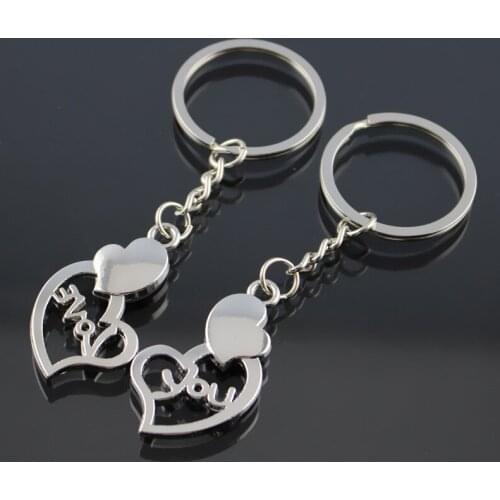 Heart Keychain Love You Letter Lovers Couples Keyring Cover Holder Pendent for Key Trinket Chaveiro Llavero Sleutelhanger Brelok