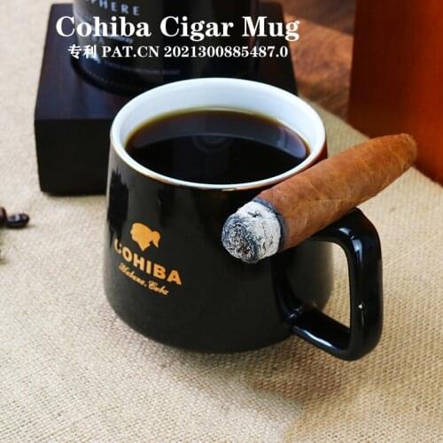 2021 NEW COHIBA Cigar Holder Classic Ceramic 2 in 1 Cigar Rest Ashtray Montecristo Mug Round 1 Slot Gift for Friend