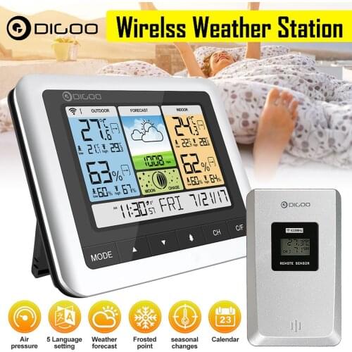 Digoo DG-TH8888 Outdoor Indoor Wireless Weather Station Thermometer Humidity Sensor Forecast Sensor Alarm Clock Date Backlight