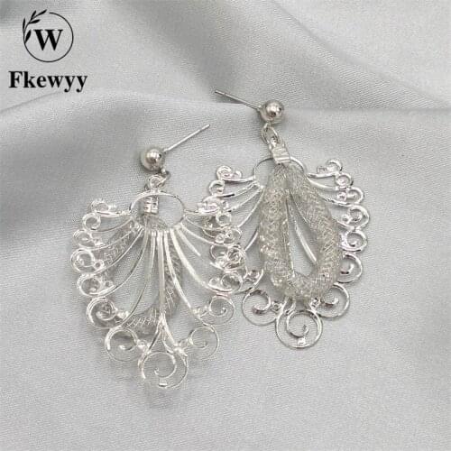 Fkewyy New Fashion Earrings For Women Luxury jewelry Gothic Accessories Dangle Earrings Charm Hollow Out Designer Earring Long