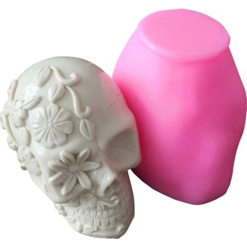 Flower Skull 3D Candle Soap Mould DIY Candle Epoxy Mold Handmade Candles Aroma Wax Soap Molds for Decoration