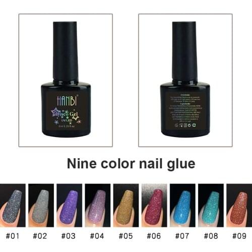 9 Colors Gel Nail Polish Glitter Broken Diamonds Bungee Reflective Bright Semi Permanent Hybrid Varnishes Nail Art Glue Manicure