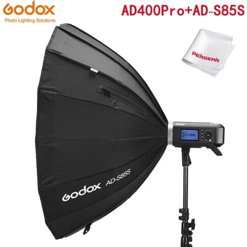 Godox AD400 Pro All-in-One Outdoor Flash WITSTRO &Godox AD-S85S Silver Deep Parabolic Softbox with Honeycomb Grid