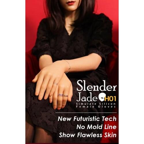 H01) Crossdress Slender Jade Silicone Realistic Simulate Female Gloves With Nails Gender Change