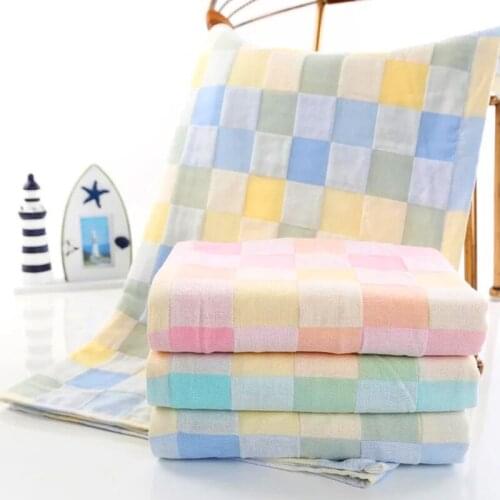Cotton bath towel double gauze squares printed bath towelThin section easy to dry Don't wash cotton terry towel towel baby slob