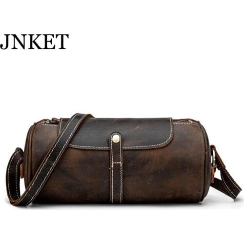 JNKET New Dermis Mens Sling Bag Shoulder Bags Sports Travel Bag Large Capacity Round Bucket Crossbody Bag