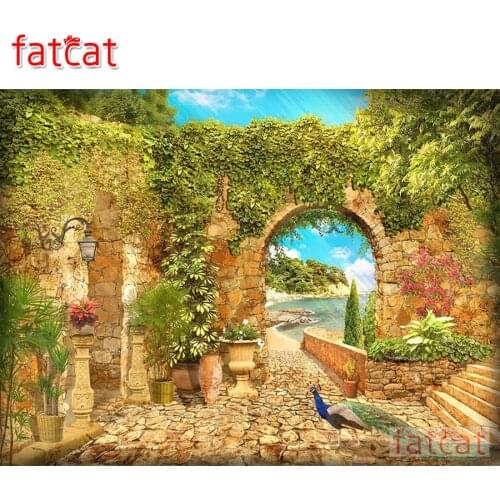 FATCAT Family garden peacock 5d diy diamond painting cross stitch full square round diamond embroidery sale scenery AE3116