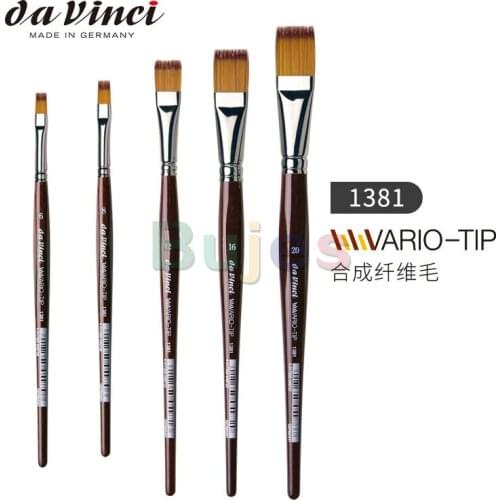 Da Vinci Watercolor Series 1381 VarioTip Paint Brush, Flat Synthetic, Size 6 ,8,12,16, Different length synthetic tips