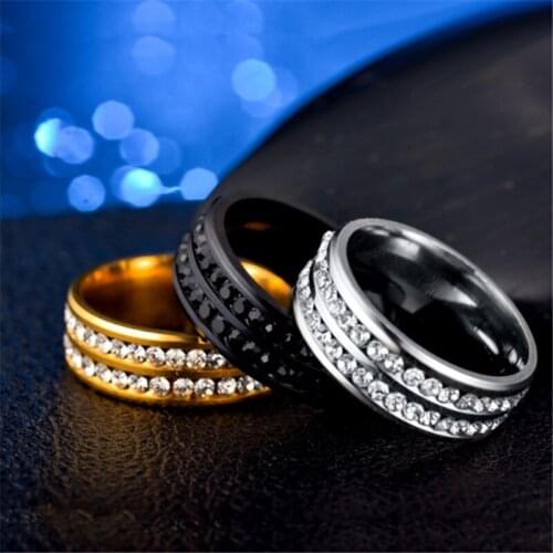 Hot sale gold silver color zircon crystal rings for women & men engagement wedding bands ring couple fashion Jewelry wholesale