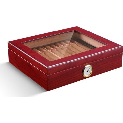 [DISCOUNT LINK] CIGARLOONG 2 Parts Cigar Humidor Box Fit 30 Cedar Wood Hygrometer Smoking Cigar Accessories Gifts Case CA-0121