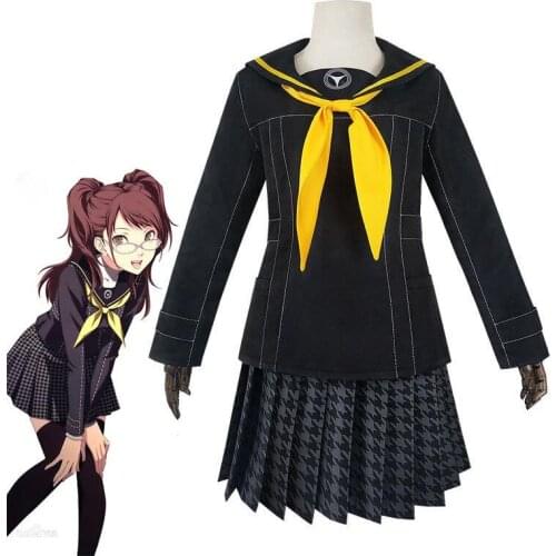 Anime Persona 4 P4 Kujikawa Rise Cosplay Costumes Top+Skirt+Bow-knot Uniform Suits Disfraz Halloween Costumes for Women Girls