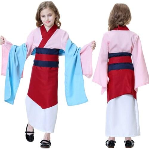 Girls Mulan Costume Cosplay National Hero Dress Up Children Halloween Costume For Kids Carnival Performance Party Clothing Set