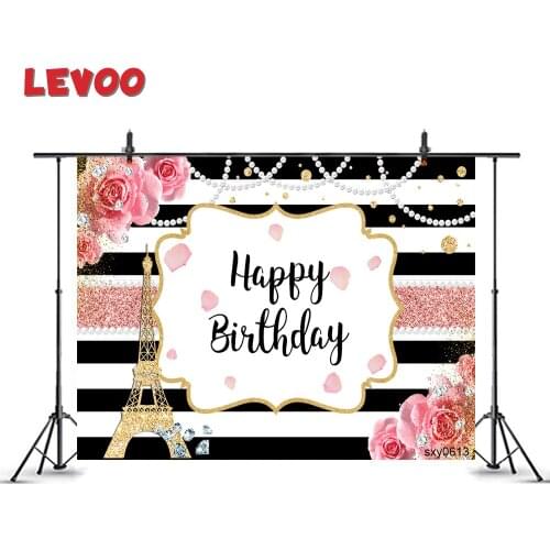 LEVOO Photography Backdrop Birthday Eiffel Tower Flowers Stripes Dots Glitter Photo Background Photozone Prop Vinyl Dropshipping