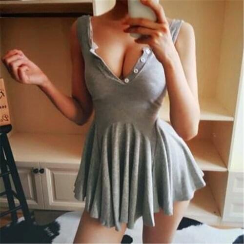 Cute Girls Women Dress Summer Beach Mini Dress For Women Low-Cut Sexy Dress Knitwear Fashion Pleated Ballet Dress Vestidos