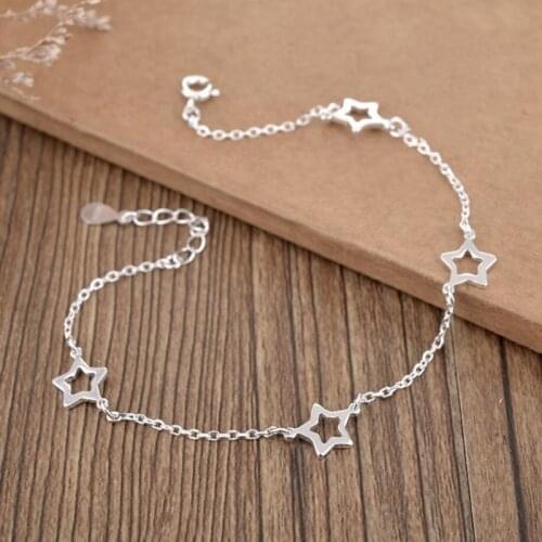 Sweet Simple 925 Sterling Silver Star Temperament Cute Gift Female Literary Wild Trendy Resizable Bracelets SBR054