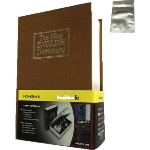 Small Book safe with key lock 100% steel made hidden safe Stash safe box with food grade smell proof bags