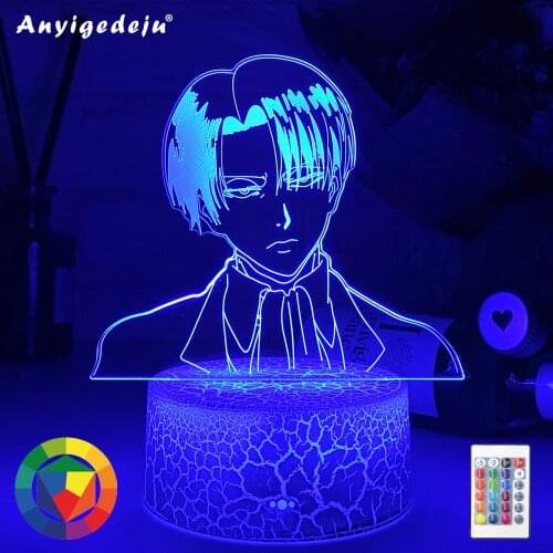 Newest Acrylic 3d Lamp Levi Ackerman Attack on Titan for Home Room Decor Lights Child Gifts Levi Ackerman LED Night Light Anime