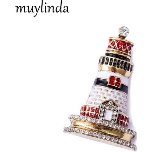 Muylinda New Enamel Light House Brooch Pin For Mens And Womens Banquet Coat Suit Fashion Accessories Brooches Pins