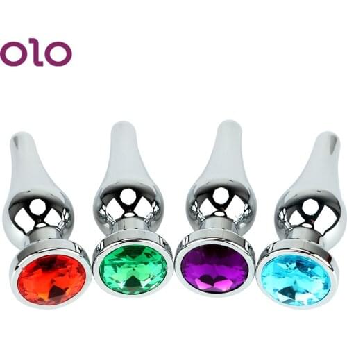 OLO Adult Product With Diamond Metal Anal Plugs Butt Plug Prostate Massage Stainless Steel Sex Toys for Women and Men