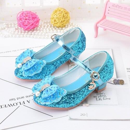 4-12 Years Old Kids Summer Crystal Princess Shoes Fashion Sweet Bow Children High Heels For Girls Baby Party Shoes