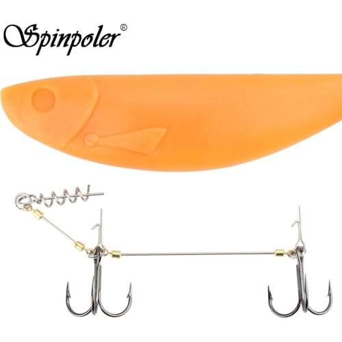 Spinpoler Pike Rig 1pcs VMC Treble Fishing Hook Saltwater Barbed String Fishhook Fishing Accessories With Stainless Steel Wire