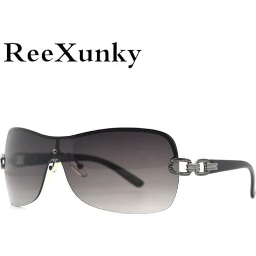 ReeXunky Rimless Sunglasses Women 2021 Fashion Luxury Vintage Oversized One-Piece Shades Mens Retro Visor UV400 zonnebril dames