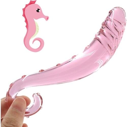 Crystal Glass Dildo Hippocampus Fake Penis Butt Plug Sex Shop Cool Anal Sex Toys for Women Men Gay Prostate Massage Anal Plug