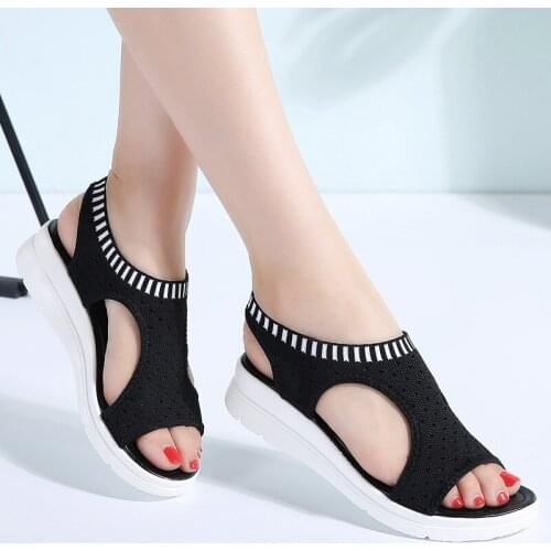 Women Sandals 2020 New Female Shoes Woman Summer Wedge Comfortable Sandals Ladies Slip-on Flat Sandals Women Sandalias 35-43