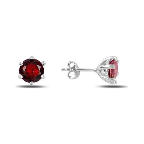 Silver 925 Sterling 6mm Colorful Zircon Engagement Earrings