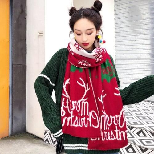 Autumn Winter New Knitting wool Scarves Women Christmas Elk Shawls Wraps Scarf Lady Thick Warm Shawl Wraps Christmas Gift