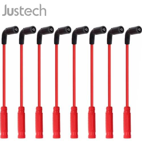 Justech 8MM Spark Plug Wires For Chevy GMC Truck engine Ultra High Strength/High Temp RFI Suppression Spark Plug Wires