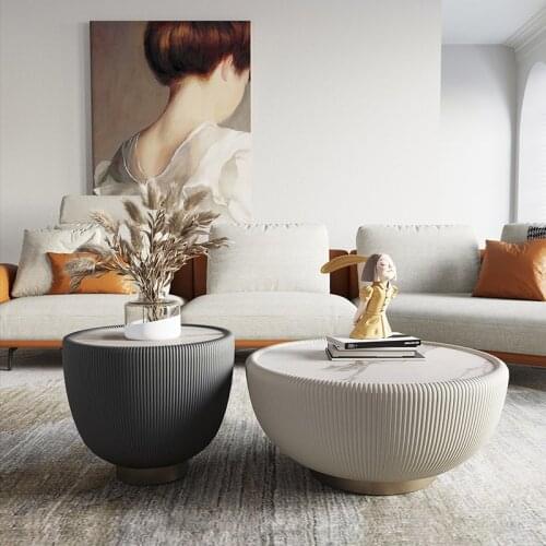 Light modern Scandinavian living room shaped creative combination of round coffee table