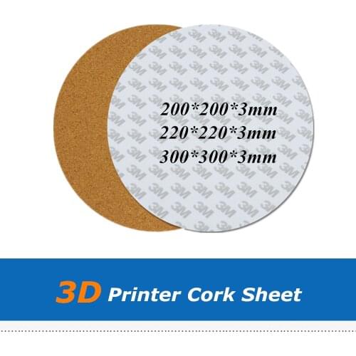 2pcs/lot 3mm Thickness Round Adhesive Thermal Pad Cork Sheet with Diameter 200/220/300mm For Kossel 3D Printer Hotbed Part
